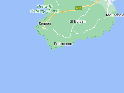 Porthcurno, Cornwall map